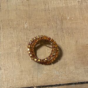 Sparkling Gold and Orange Brooch